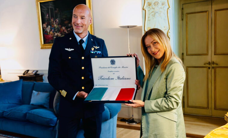 Giorgia Meloni e Luca Parmitano durante l'incontro a Palazzo Chigi