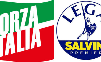 Logo della Lega e Forza Italia