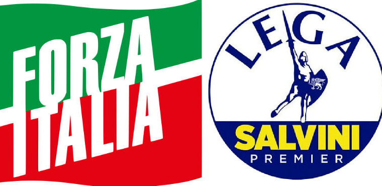 Logo della Lega e Forza Italia