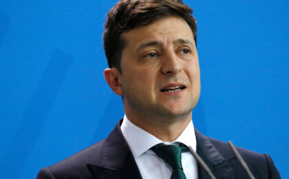 Zelensky durante un discorso