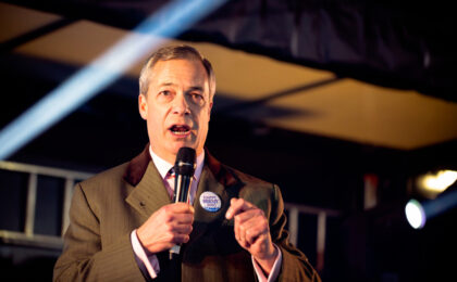 Nigel Farage durante un evento politico