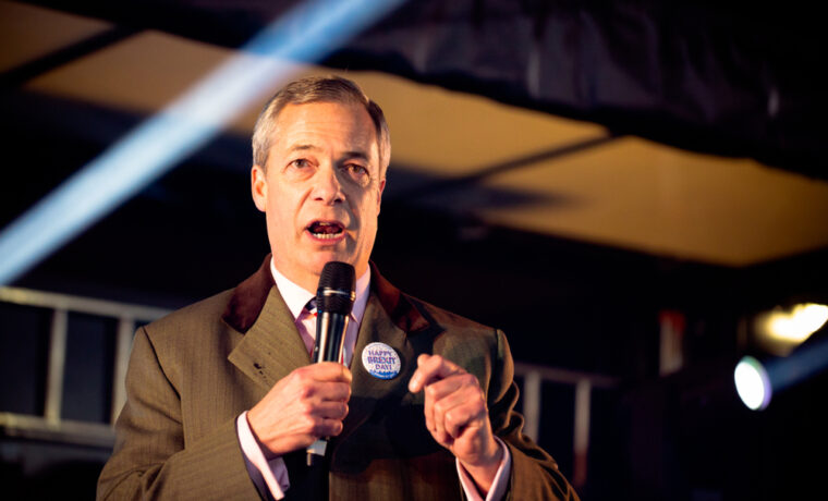 Nigel Farage durante un evento politico